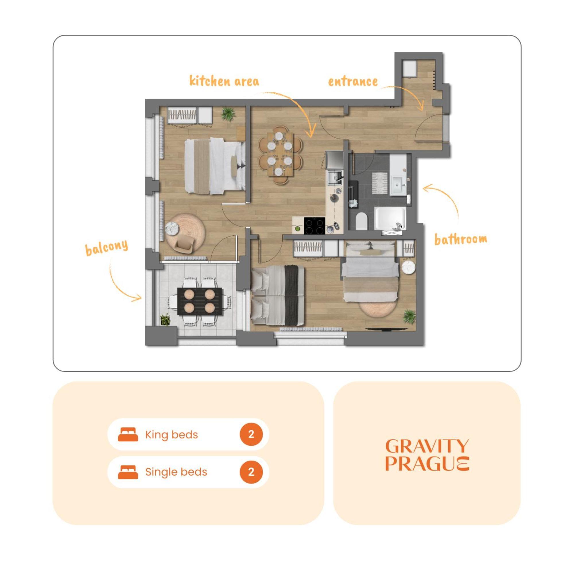 Bright 2br - 8th Floor, Balcony, Free Parking - By Gravity Lägenhet Prag